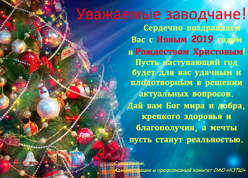 Сердечно поздравляем Вас с Новым 2019 годом и Рождеством Христовым!